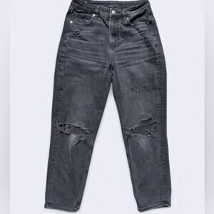 American Eagle Comfort Stretch Waist Band Mom Jeans Distressed in Color Black 00